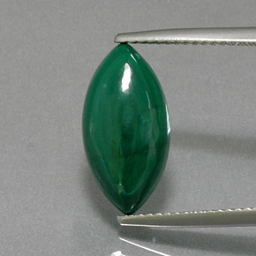 6.74 ct Green Malachite Gemstone, Malachite Gem in Marquise Cabochon Shape for Sale.