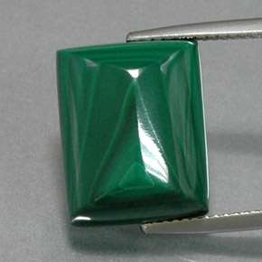 19.81 ct Green Malachite Gemstone, Malachite Gem in Baguette Cabochon Shape for Sale.