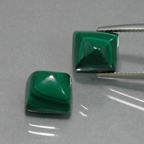13.98 ctw Green Malachite Gemstones, Malachite Gems in Square Sugarloaf Cabochon Shape for Sale.