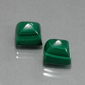 13.98 ctw Green Malachite Stones, Natural Malachite in Square Sugarloaf Cabochon Shape for Sale