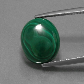 9.57 ct Green Malachite Gemstone, Malachite Gem in Oval Cabochon Shape for Sale.