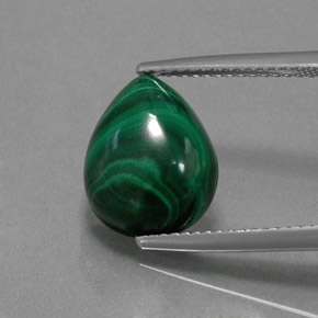 7.30 ct Green Malachite Gemstone, Malachite Gem in Pear Cabochon Shape for Sale.