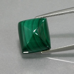 7.56 ct Green Malachite Gemstone, Malachite Gem in Baguette Cabochon Shape for Sale.