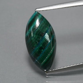 5.63 ct Green Malachite Gemstone, Malachite Gem in Marquise Cabochon Shape for Sale.