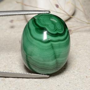 39.18 ct Green Malachite Gemstone, Malachite Gem in Oval Cabochon Shape for Sale.