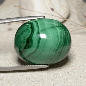 39.18 ct Green Malachite Stone, Natural Malachite in Oval Cabochon Shape for Sale