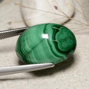 Malachite Gemstone in 21.5 x 17.5 mm Size for Sale, Malachite Stone in Medium Green Color