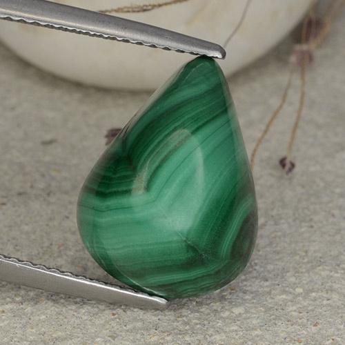 Verde multicolor Malaquita Gema - 12.7ct Cabujón Pera (ID: 482282)