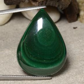 36.65 ct Green Malachite Gemstone, Malachite Gem in Pear Cabochon Shape for Sale.