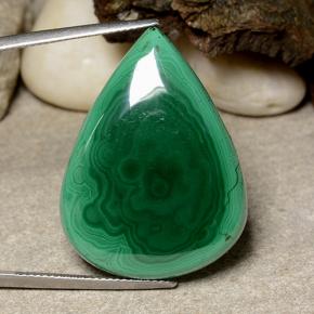 Verde multicolor Malaquita Gema - 42.9ct Cabujón Pera (ID: 484010)