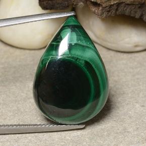 26.48 ct Green Malachite Gemstone, Malachite Gem in Pear Cabochon Shape for Sale.