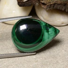 26.48 ct Green Malachite Stone, Natural Malachite in Pear Cabochon Shape for Sale