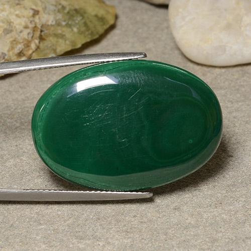 39.90 ct Green Malachite Stone, Natural Malachite in Oval Cabochon Shape for Sale