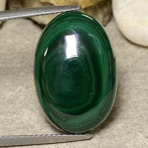 20.83 ct Green Malachite Gemstone, Malachite Gem in Oval Cabochon Shape for Sale.