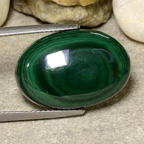 20.83 ct Green Malachite Stone, Natural Malachite in Oval Cabochon Shape for Sale