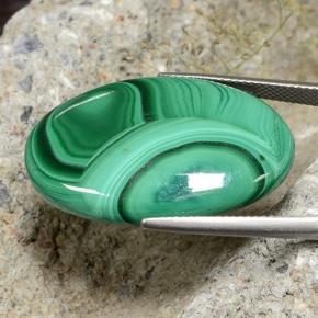 Malachite Gemstone in 31.3 x 19.5 mm Size for Sale, Malachite Stone in Multicolor Green Color
