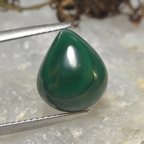 8.54 ct Pear Malachite, 11.9 x 10.4 mm From Congo, Photo A
