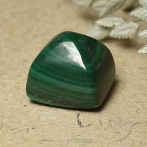 6.82 ct Green Malachite Stone, Natural Malachite in Square Sugarloaf Cabochon Shape for Sale