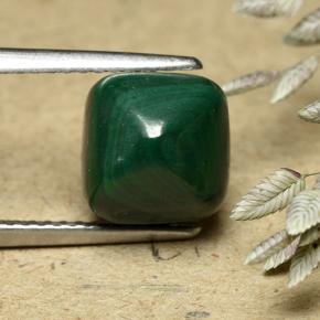 6.32 ct Green Malachite Stone, Natural Malachite in Cushion Shape Sugarloaf Cabochon Shape for Sale