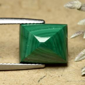 8.42 ct Green Malachite Stone, Natural Malachite in Baguette Sugarloaf Cabochon Shape for Sale