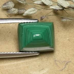 8.18 ct Green Malachite Stone, Natural Malachite in Baguette Sugarloaf Cabochon Shape for Sale