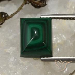 6.17 ct Green Malachite Stone, Natural Malachite in Baguette Sugarloaf Cabochon Shape for Sale