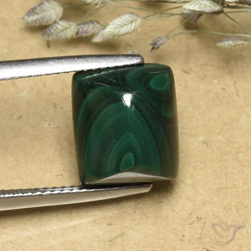 9.74 ct Baguette Malachite, 11.2 x 9.8 mm From Congo, Photo A