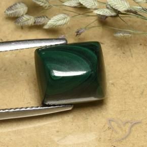 9.74 ct Green Malachite Stone, Natural Malachite in Baguette Sugarloaf Cabochon Shape for Sale
