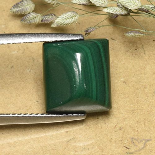 8.74 ct Baguette Malachite, 11.4 x 10.4 mm From Congo, Photo A