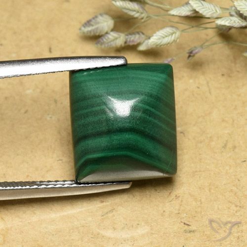 13.91 ct Baguette Malachite, 12.9 x 11.6 mm From Congo, Photo A