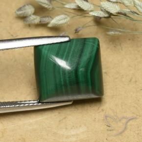 13.91 ct Green Malachite Stone, Natural Malachite in Baguette Sugarloaf Cabochon Shape for Sale