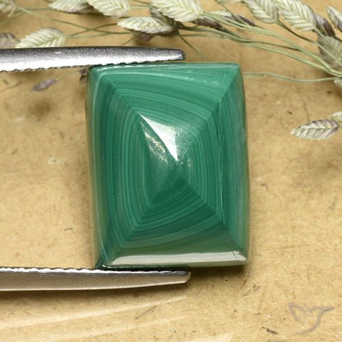 16.7 ct Baguette Malachite, 14.1 x 11.1 mm From Congo, Photo A