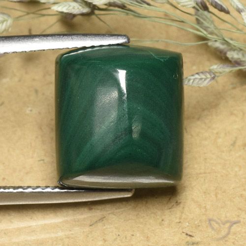 20.38 ct Baguette Malachite, 13.6 x 12.2 mm From Congo, Photo A