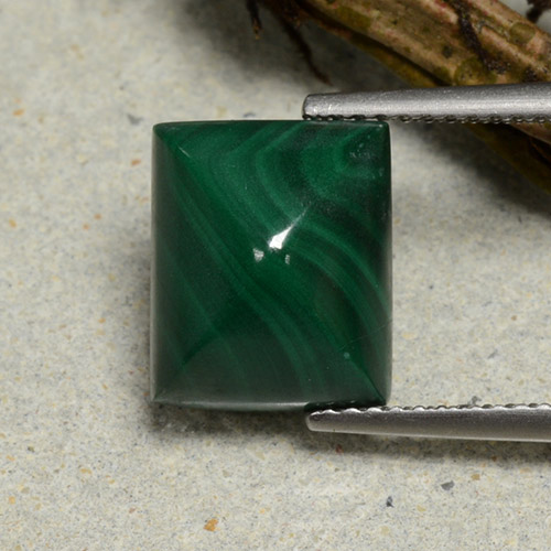 dunkelgrün Malachit Edelstein - 7.1ct Baguette-Zuckerhut-Cabochon (ID: 494161)