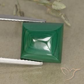9.52 ct Green Malachite Stone, Natural Malachite in Square Sugarloaf Cabochon Shape for Sale