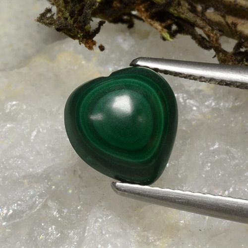 Medium Green Malachite Gem - 4.8ct Heart Cabochon (ID: 494268)
