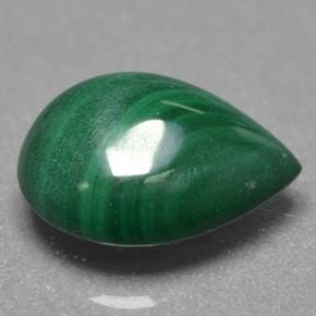 3.90 ct Green Malachite Gemstone, Malachite Gem in Pear Cabochon Shape for Sale.