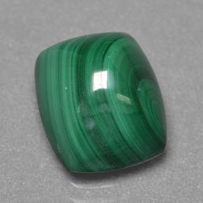 5.01 ct Green Malachite Stone, Natural Malachite in Cushion Shape Sugarloaf Cabochon Shape for Sale