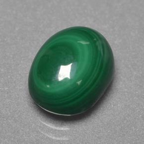 4.40 ct Green Malachite Stone, Natural Malachite in Oval Cabochon Shape for Sale