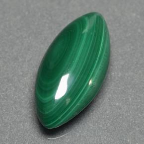 2.85 ct Green Malachite Gemstone, Malachite Gem in Marquise Cabochon Shape for Sale.