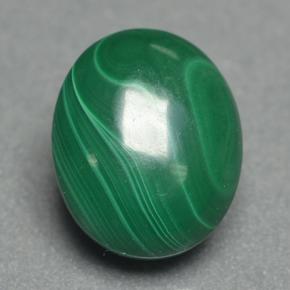 3.90 ct Green Malachite Gemstone, Malachite Gem in Oval Cabochon Shape for Sale.