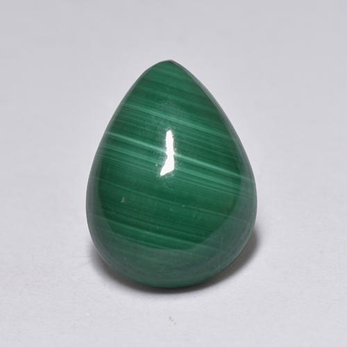 2.51 ct Green Malachite Gemstone, Malachite Gem in Pear Cabochon Shape for Sale.