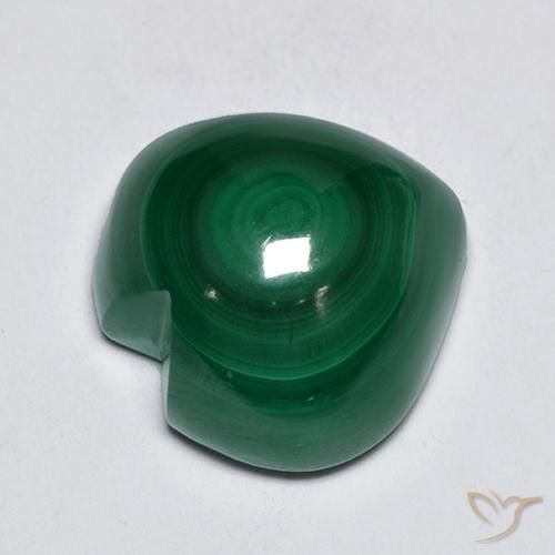 14,32ct Cabochon a cuore verde Malachite dal Congo, Dimension 13,9 x 13,5mm, Natural non trattati Gemstone, Opaque Clarity, 1 piece Malachite in Verde medio Color, Mohs Hardness of 3,5 - 4, Photo A