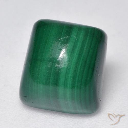 3.82ct Natural Medium Green Malachite, Cushion, Opaque