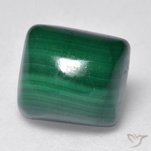 3.82 ct Green Malachite Stone, Natural Malachite in Cushion Cabochon Shape for Sale