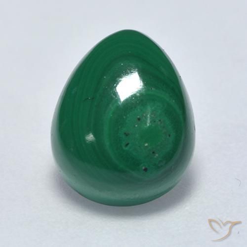 Malachite Vert pear cabochon 10,3 x 8,2mm du Congo, poids de 3,72 ct, pierre gemme naturelle Non traité de pureté Opaque , 1 pièce de malachite, couleur : Vert multicolore, dureté de Mohs de 3.5 à 4, Photo A