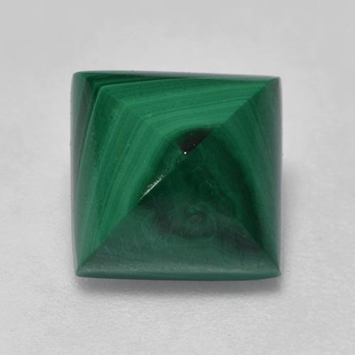 3.51ct Square Sugarloaf Cabochon Green Malachite from Congo, Dimension 8.1 x 8mm, Opaque Clarity, Natural untreated gemstone, 1pc Malachite in Medium Green Color, Mohs Hardness of 3.5 - 4, Photo A