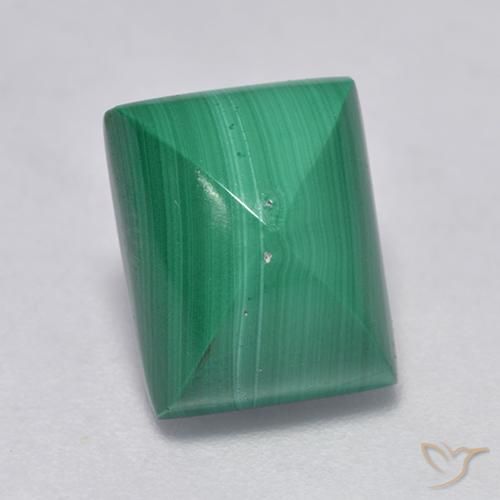 5.37 ct Green Malachite Stone, Natural Malachite in Baguette Sugarloaf Cabochon Shape for Sale