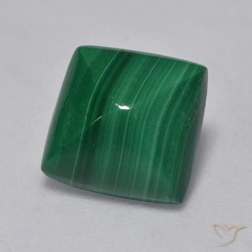 3.66 ct Green Malachite Stone, Natural Malachite in Square Sugarloaf Cabochon Shape for Sale