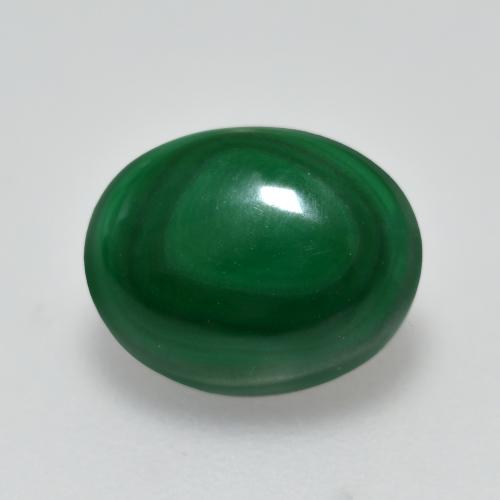 2.51 ct Green Malachite Gemstone, Malachite Gem in Oval Cabochon Shape for Sale.